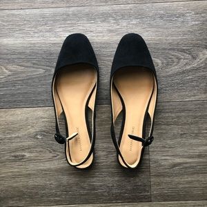 Banana Republic Suede Slingback Black Flats SZ 8